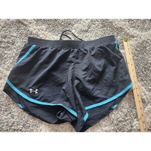 Under Amour Shorts Sz M Womens Semi Fitted Running Gym Active Workout Black Blue